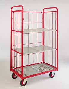 Narrow Aisle Truck with 1 Deck, 2 Ends, 2 Shelves & 1 Side Shelf Trolleys with plywood Shelves & roll cages 501TS63 